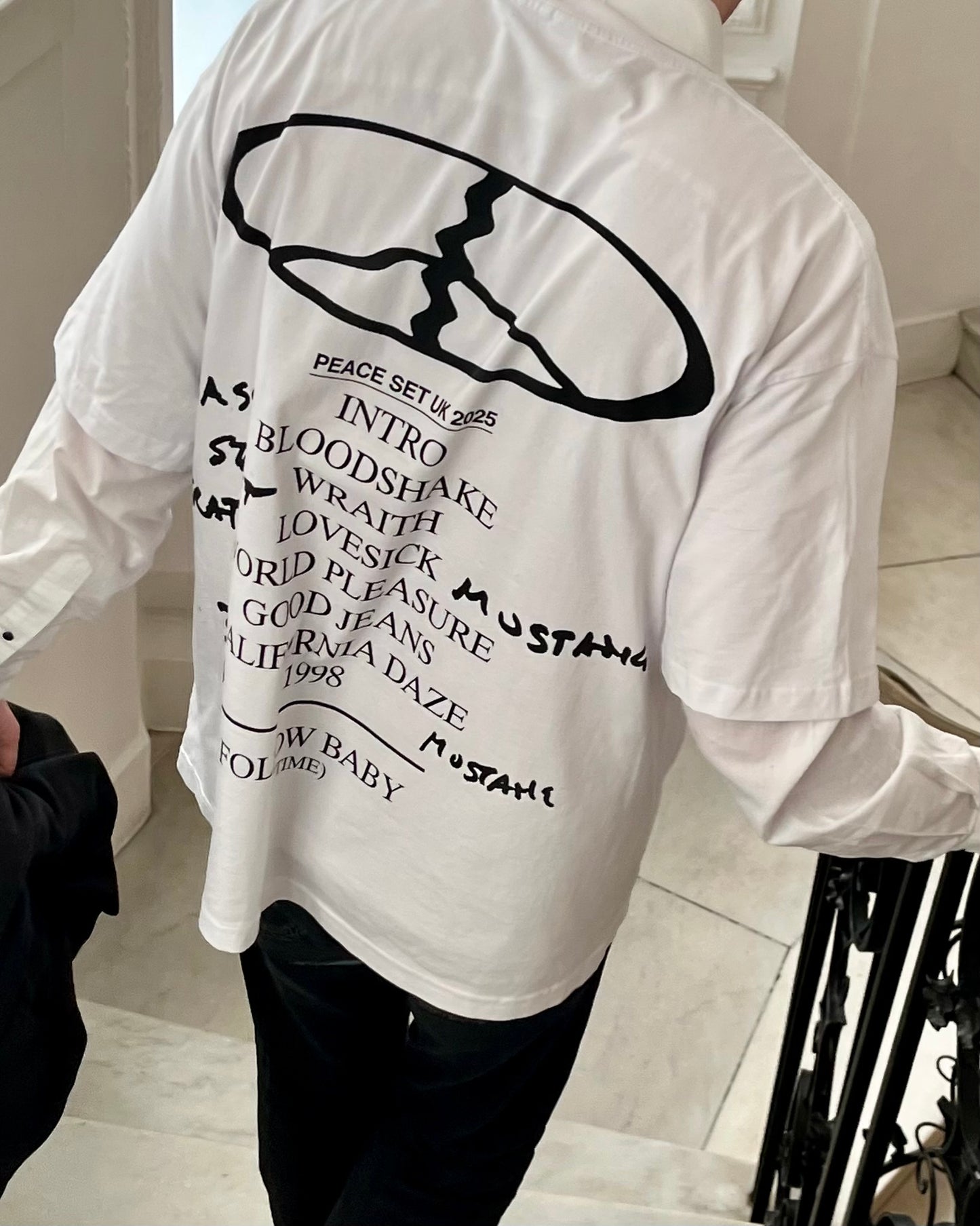 is this a peace tshirt? (Setlist Back Print - White)