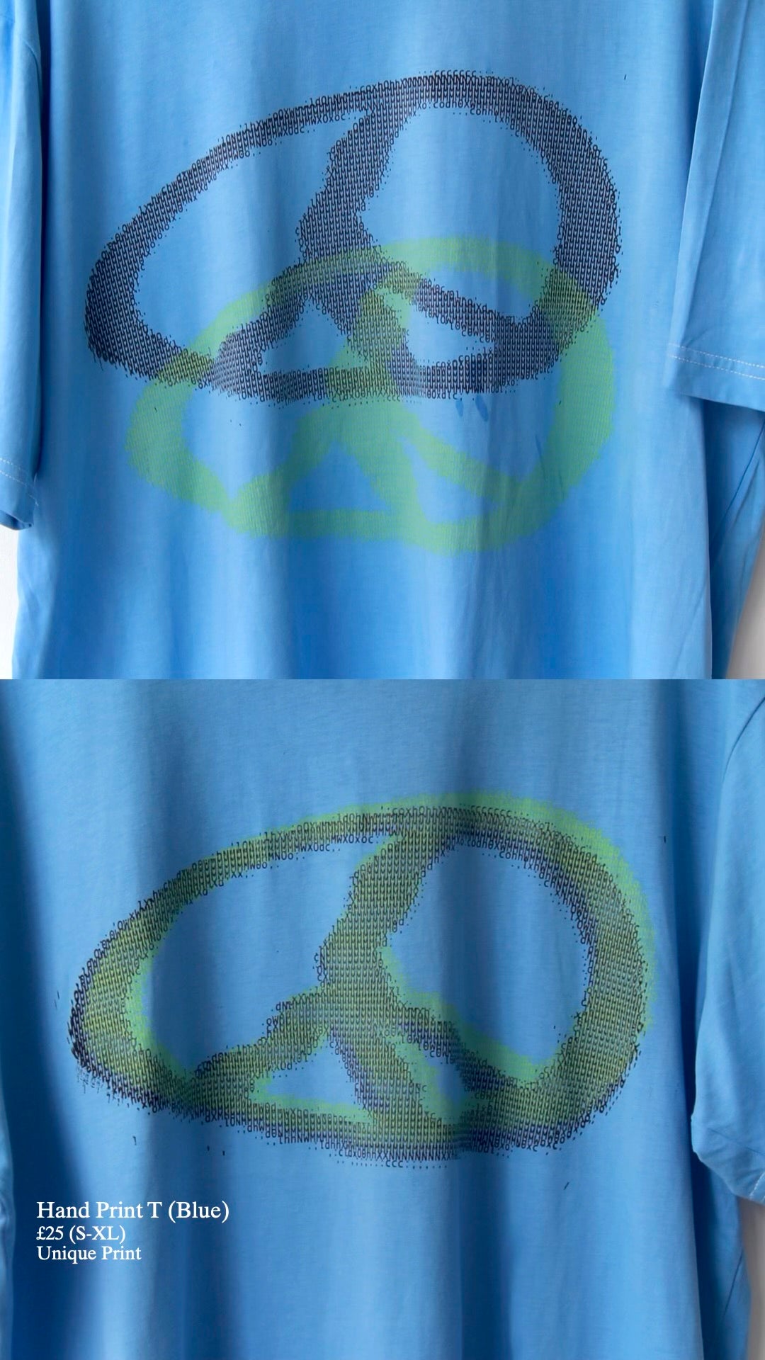 Hand Printed T (Blue)